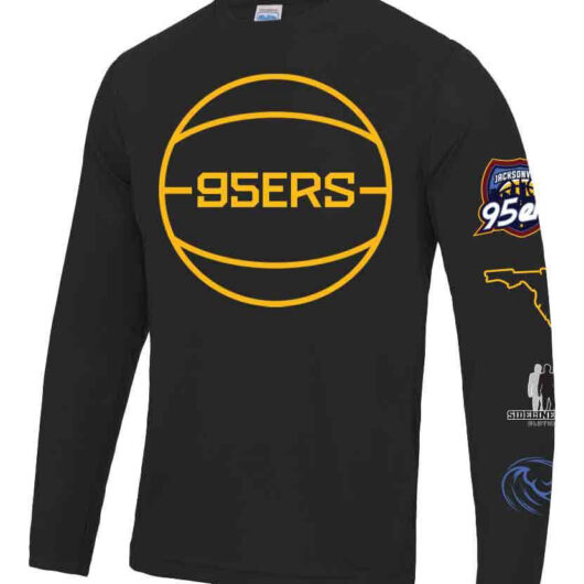Black Long Sleeve 95ers  Basketball Shirt